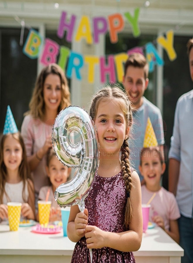 Propsicle 16 inch Birthday Foil 9 Number Helium Balloon Party Decoration Silver Pack of 1 | 9 Year No. Balloons Birthday/Anniversary | Nine Number - Image 4
